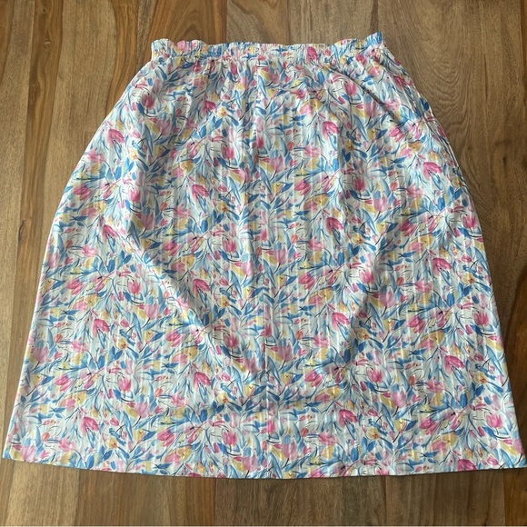 Graff California Floral Vintage 80s‎ Pastel Prairie Skirt Pockets sz 14 Made USA - Picture 2 of 14